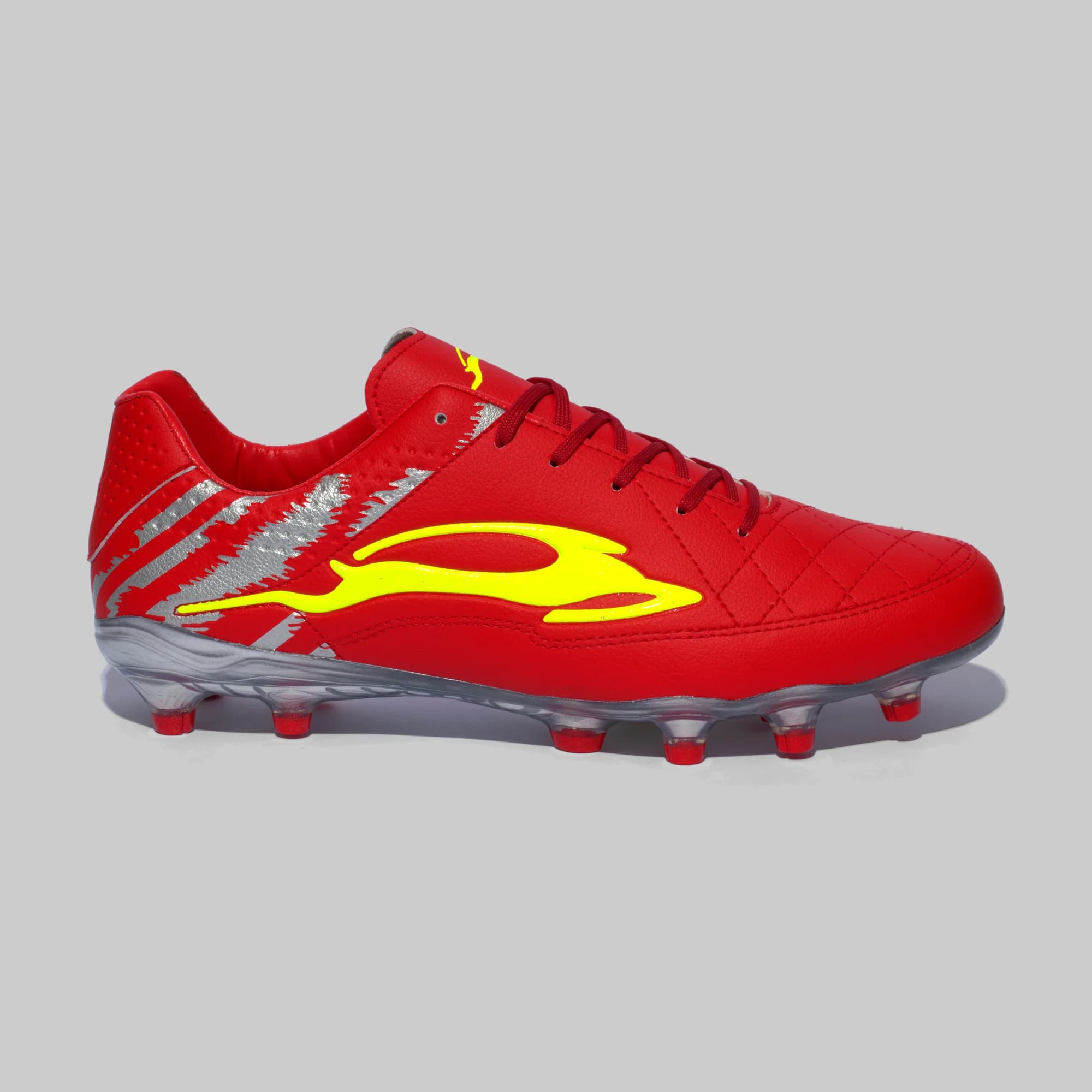 Estilo Tiempo Rojo Plata Neón, vista lateral